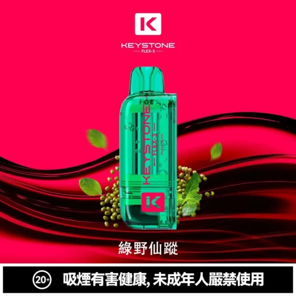 【買一盒煙彈送主機】KEYSTONE FLEX-3 鑰石 25000口拋棄式電子煙｜15ml透明可視油艙，支援三段功率調節與 Type-C充電