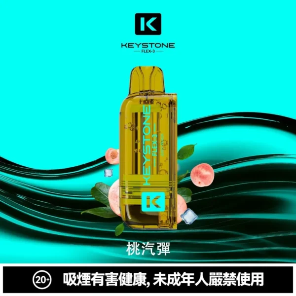 【買一盒煙彈送主機】KEYSTONE FLEX-3 鑰石 25000口拋棄式電子煙｜15ml透明可視油艙，支援三段功率調節與 Type-C充電