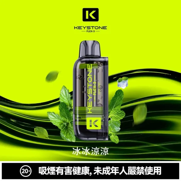 【買一盒煙彈送主機】KEYSTONE FLEX-3 鑰石 25000口拋棄式電子煙｜15ml透明可視油艙，支援三段功率調節與 Type-C充電