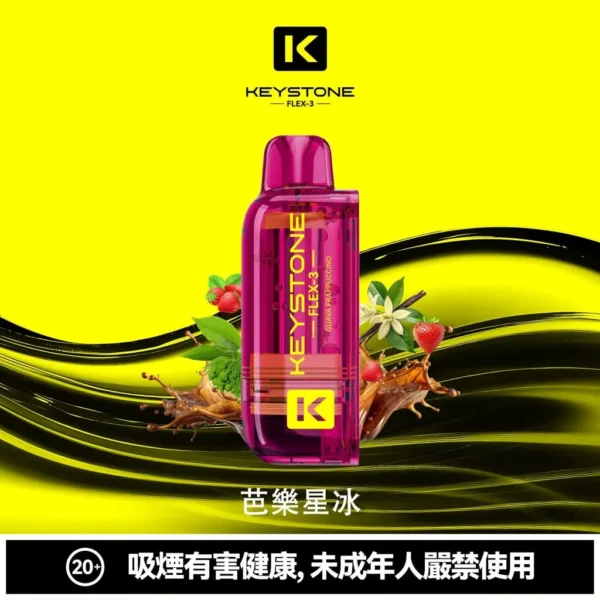 【買一盒煙彈送主機】KEYSTONE FLEX-3 鑰石 25000口拋棄式電子煙｜15ml透明可視油艙，支援三段功率調節與 Type-C充電