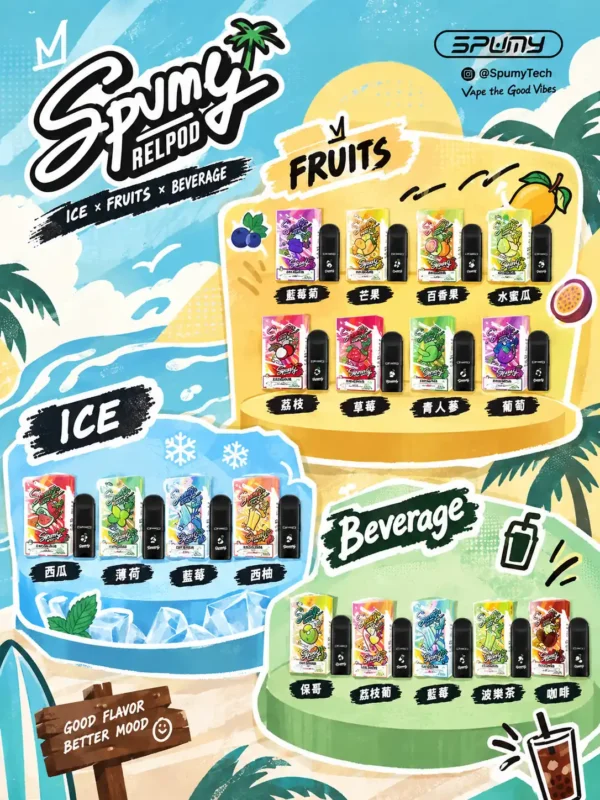 SPUMY 冰熊 五代通用煙彈（3入裝）｜採用獨家陶瓷芯技術提供細膩順暢與擊喉感入魂體驗，具備 2.5ml 極致霧化不滲油設計，通用各類五代主機