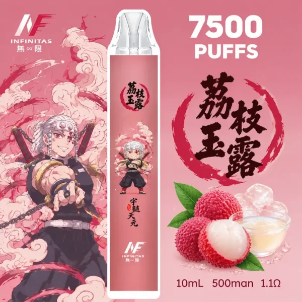 ChatGPT-Image-2026年9月6日-下午07_03_04.webp INF 無限 鬼滅之刃聯名 7500口 拋棄式電子煙|具備鬼滅之刃聯名造型與 10ml 大容量煙油,採用 Mesh 網芯爆發口感,配置 550mAh 大容量電芯