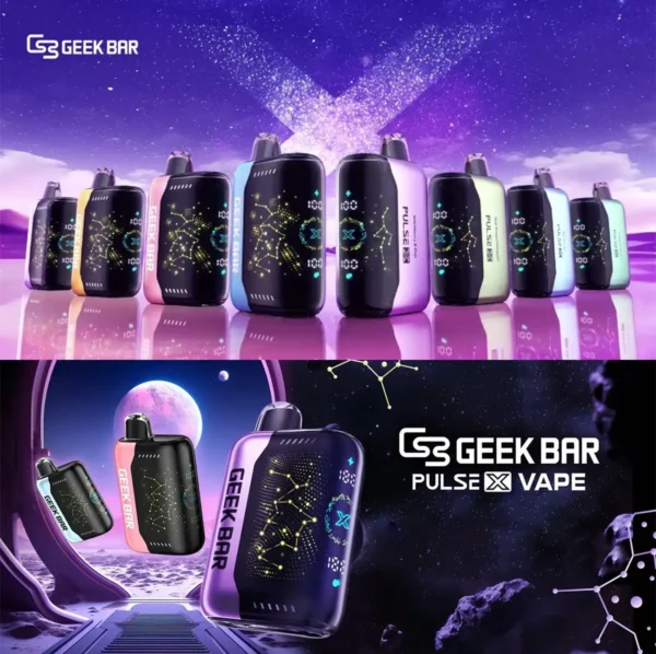 G3-GEEK-BAR-PULSE-X-VAPE-脉冲电子烟-产品主图.webp 【買5贈1】GEEK BAR Pulse X 星空系列 25000口 拋棄式電子煙|首創 3D 曲面全螢幕視覺設計,搭配 18ml 巨量裝與 5% 尼古丁鹽,帶來強勁擊喉與超長效續航體驗