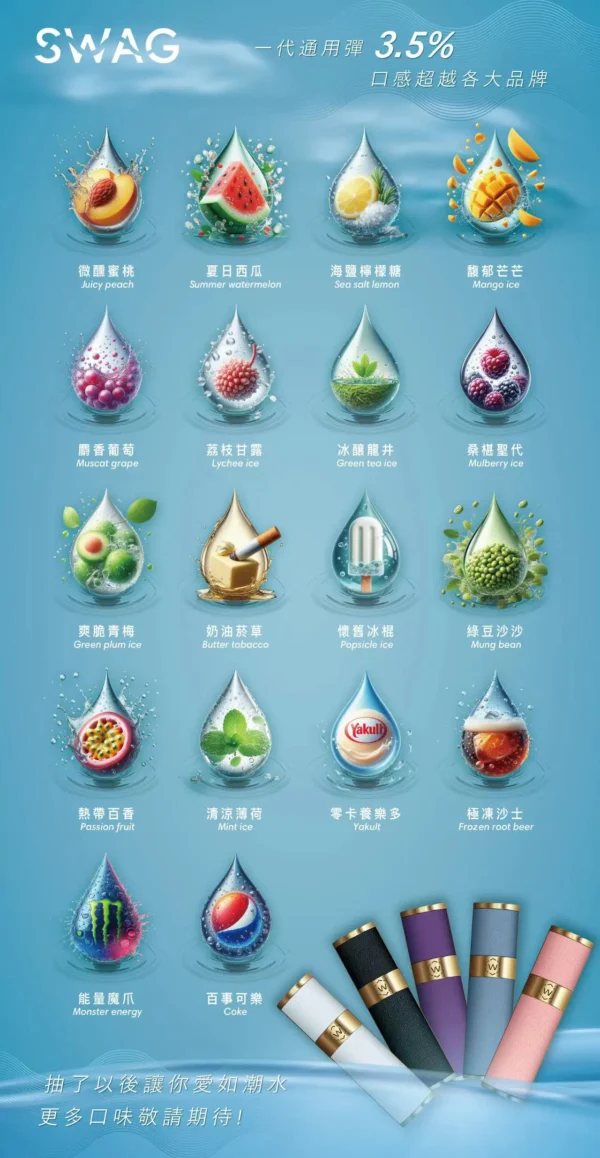 【買5贈皮革主機】SWAG 一代通用煙彈｜具備 3.5% 尼古丁鹽獨家解癮配方與細緻陶瓷霧化技術，帶來層次分明不嗆喉的口感，通用多款一代主機