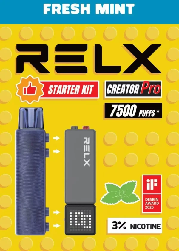 RELX 悅刻 Creator 積木拋棄式電子煙入門組｜7000口容量，配備6ml儲油倉與3%尼古丁鹽